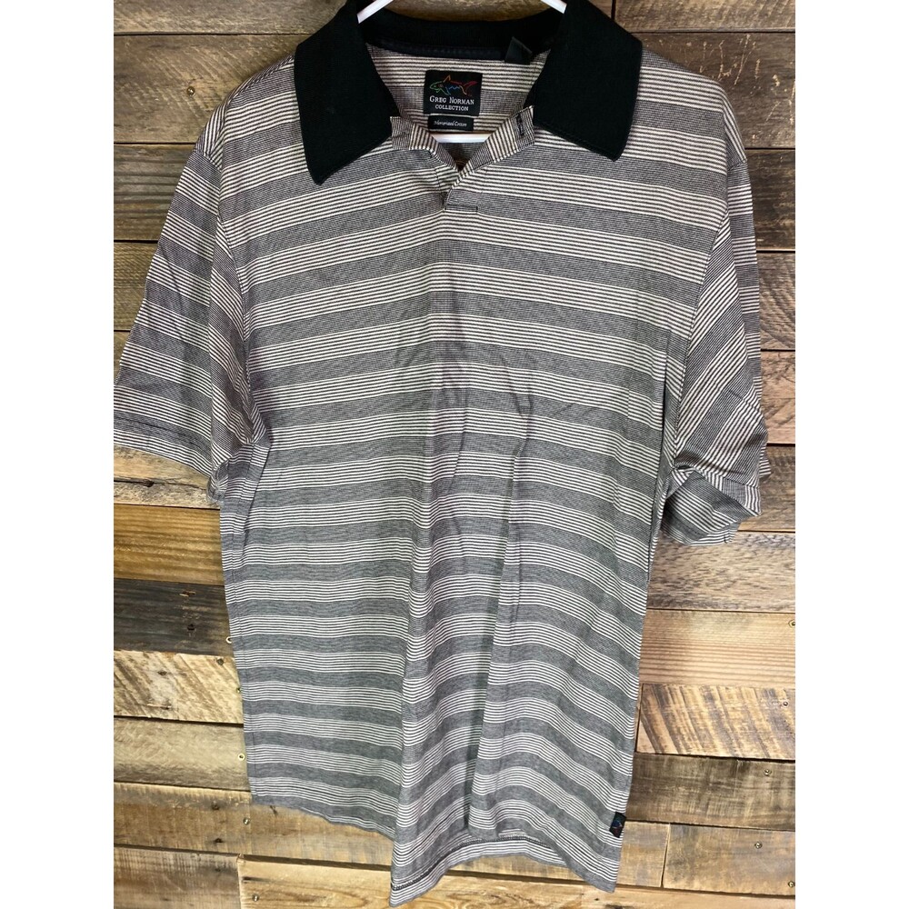 Greg Norman Collection Mens Sz M Black & Beige Short Sleeve Polo Shirt